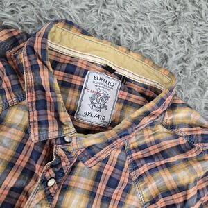 Buffalo David Bitton 4XL XXXXL Multicolor Plaid Short Sleeve Pearl Snap‎ Western